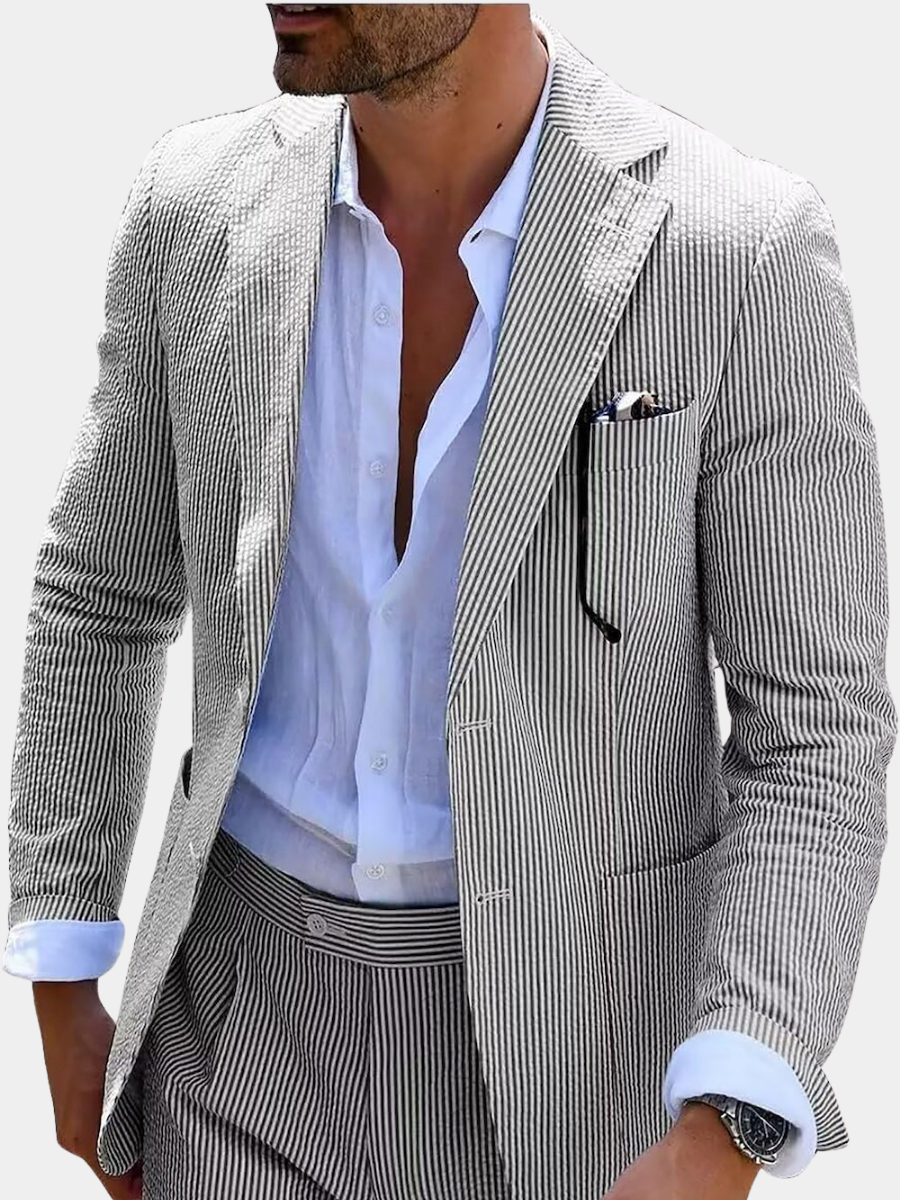 COMPLETO ESTIVO A RIGHE (PANTALONI+GIACCA)